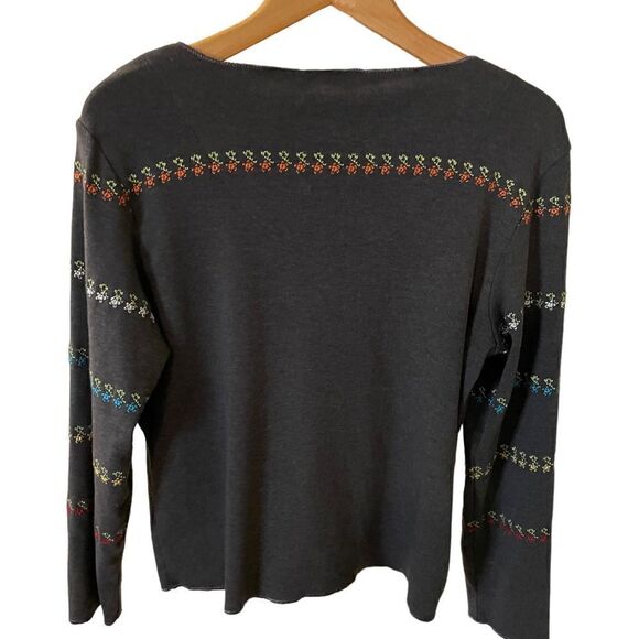 Liz Claiborne Jersey Knit Embroidered Blouse, Large Petite - Picture 3 of 4